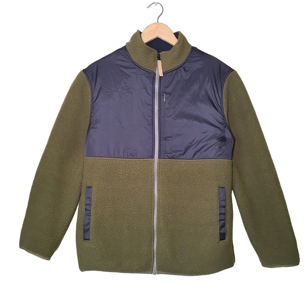 Tentree EcoLoft Fleece Zip-Up Jacket Men's Size Medium Uniform Green/ Black